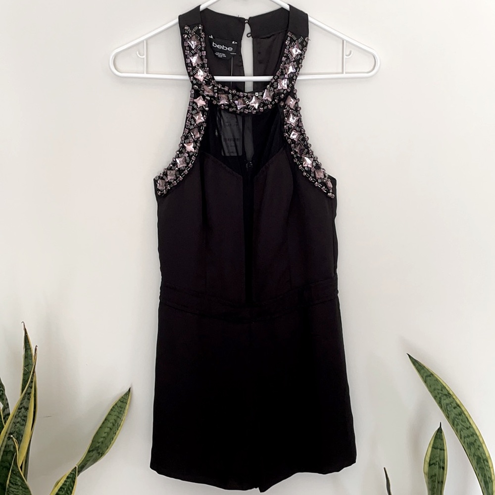 Bebe halter romper with gems NWT